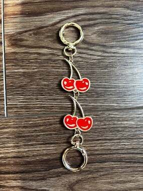 Metal Cherry Purse Chain Bag Strap Extender Keychain Charm